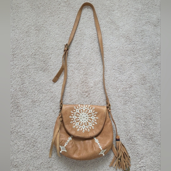 Lucky Brand Tan Casbah Leather Crossbody Bag - Picture 1 of 9